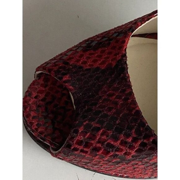 GUESS Red Snake Print High Stiletto Heeled Peep Toe Heels Size 7M Used - Picture 12 of 13